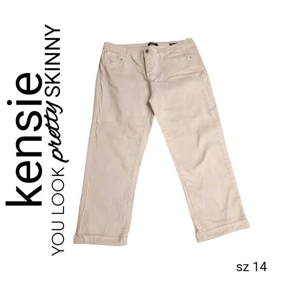 Kensie You Look Pretty Skinny White Denim Cropped Ankle Jeans - Picture 2 of 6